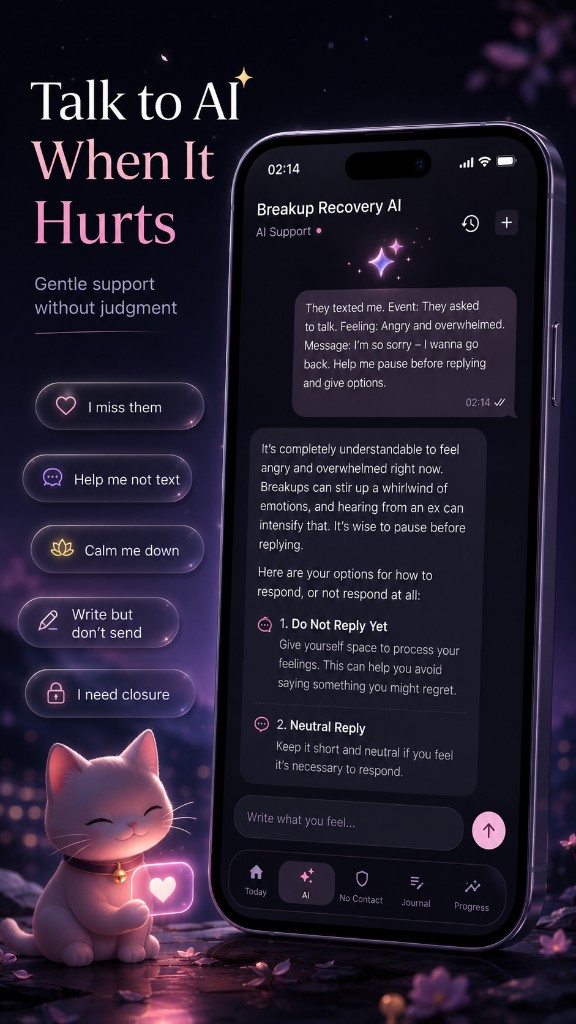 Breakup Companion — AI support: talk when it hurts, pause before replying, calm guidance